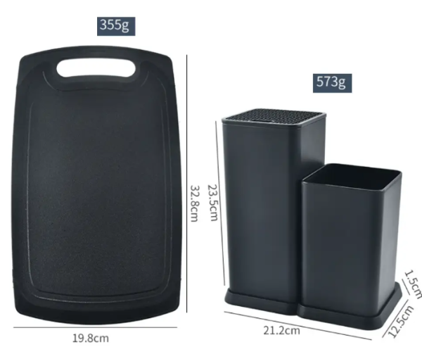 Кухонний набір ножів та аксесуарів Kitchenware Set, 20 предметів ∙ Інструменти для кухні з підставкою та обробною дошкою