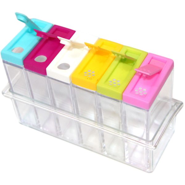 15281132152065_-f78e0963e6 Набір ємностей для спецій Seasoning Six Piece Set, 6 баночок ∙ Кухонний набір - спецівниця на підставці ∙ Екопластик