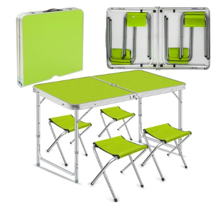 Розкладний стіл - валіза з 4 стільцями Folding Table для пікніка, риболовлі, дачі, 120х60 см Стіл-чемодан