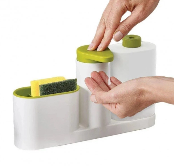 Органайзер для кухні Sink Tidy Set 3 в 1 Дозатор миючих засобів + дозатор мила + тримач кухонного приладдя