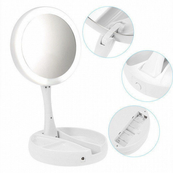 Складне дзеркало для макіяжу з Led підсвіткою My FoldAway Mirror з органайзером для косметики та аксесуарів