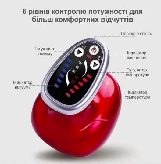 Антицелюлітний вакуумний масажер Red Scraping з інфрачервоним підігрівом для баночного та Гуаша масажу