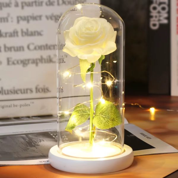 Штучна троянда у колбі Forever Rose N-651 • Світильник Троянда з 7 кольорами підсвічування