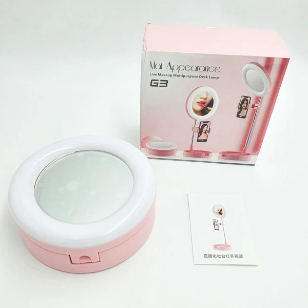 27923515053424_-c7cf253ccc Косметичне складне дзеркало з LED підсвічуванням для макіяжу 3 в 1 Тримач телефону + органайзер для косметики