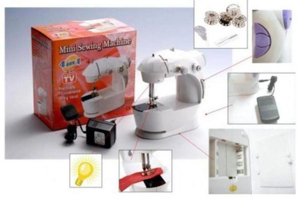 CREATOR: gd-jpeg v1.0 (using IJG JPEG v62), quality = 100 Швейна міні машинка Mini Sewing Machine SM-202A 4 в 1 портативна домашня машинка для шиття від мережі / батарей / педалі