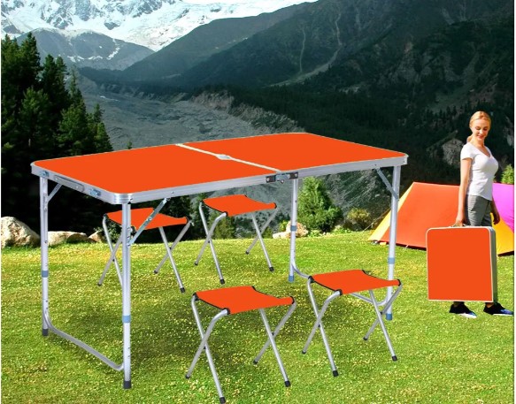 Розкладний стіл - валіза з 4 стільцями Folding Table для пікніка, риболовлі, дачі, 120х60 см Стіл-чемодан