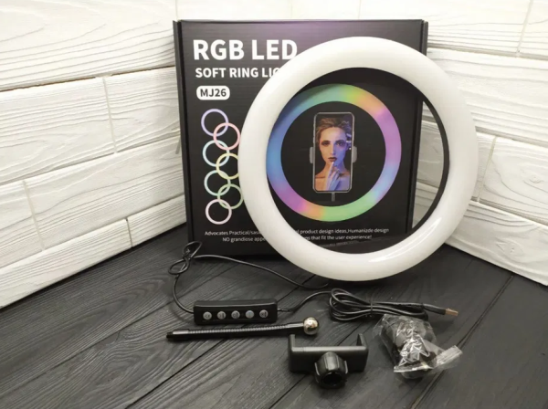 43281317291382_-848760be2f Кільцева RGB селфі - лампа, 26 см ∙ Селфі - кільце з пультом MJ26