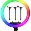 Світлодіодна кільцева лампа для селфі 45 см / Світлодіодна лампа RGB з пультом + сумка (MJ18)