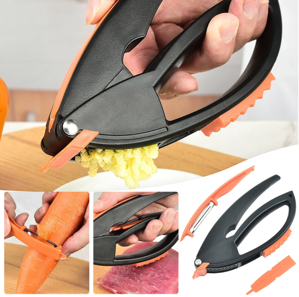 Прес для часнику Multifunctional Garlic Presser Часничниця + ніж для чищення овочів + паличка для очищення преса