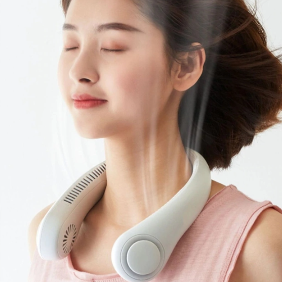 Портативний вентилятор на шию Bladeless Neck Cooler · Охолоджувач повітря з 3 режимами обдуву обличчя та шиї