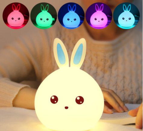 50364752851589_-74c3e51366 Дитячий світильник – нічник Зайчик LED Rabbit Soft Touch силіконовий із вбудованим акумулятором ∙ 7 режимів свічіння