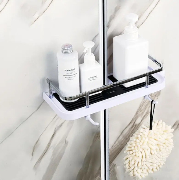 Полиця для ванної кімнати Shower Rack Регульована стійка для душу з тримачем шланга та гачками