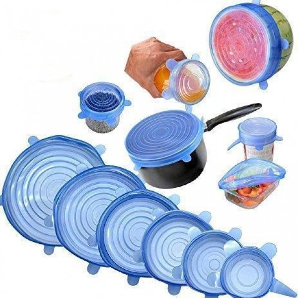 Універсальні силіконові кришки Super stretch silicone, 6 шт ∙ Набір кришок для посуду та ємностей