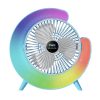 Вентилятор настільний акумуляторний з RGB підсвіткою, обертанням 180° та USB зарядкою
