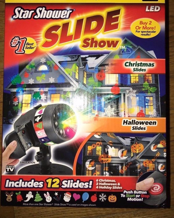Вуличний лазерний проектор із слайдами Christmas Star shower LED Slide show, 12 зображень слайдів