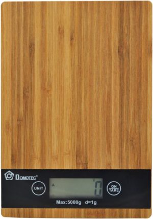 Ваги кухонні електронні Domotec MS-A Wood із сенсорним дисплеєм та платформою з дерева, до 5 кг
