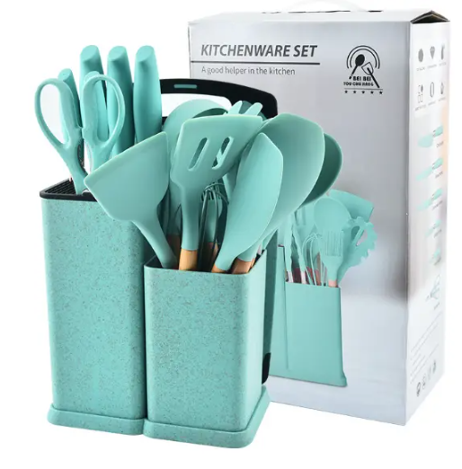 Кухонний набір ножів та аксесуарів Kitchenware Set, 20 предметів ∙ Інструменти для кухні з підставкою та обробною дошкою