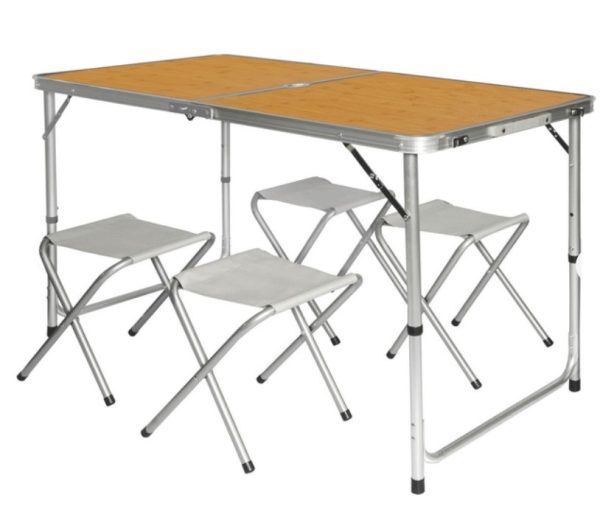 Розкладний стіл - валіза з 4 стільцями Folding Table для пікніка, риболовлі, дачі, 120х60 см Стіл-чемодан