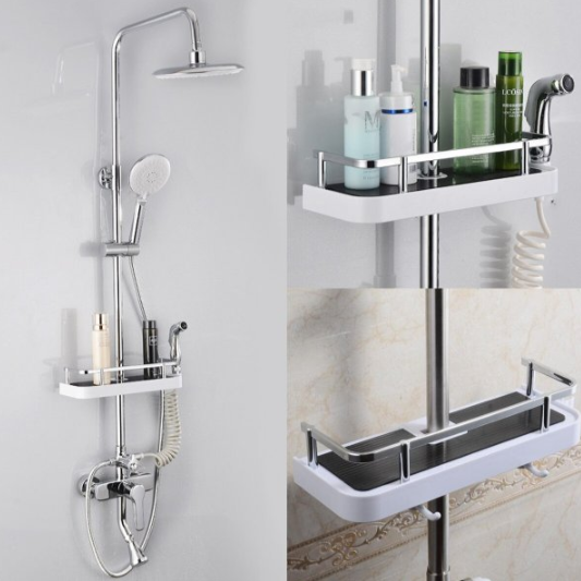 Полиця для ванної кімнати Shower Rack Регульована стійка для душу з тримачем шланга та гачками