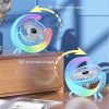 Вентилятор настільний акумуляторний з RGB підсвіткою, обертанням 180° та USB зарядкою