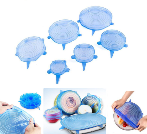 Універсальні силіконові кришки Super stretch silicone, 6 шт ∙ Набір кришок для посуду та ємностей