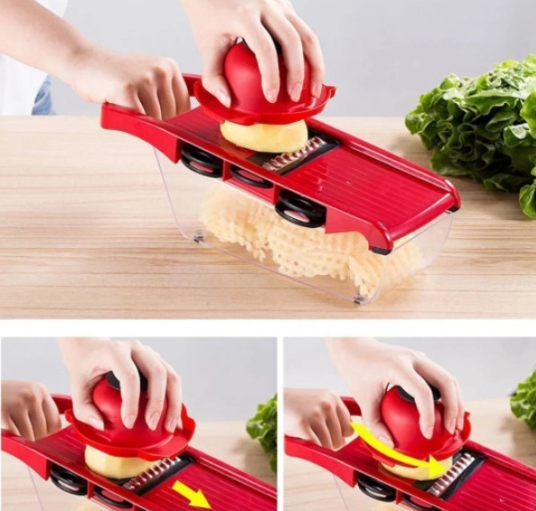 87984755958344_-17f5470359 Овочерізка - мультислайсер Mandoline Slicer 6 in 1 · Тертка – шатківниця для овочів та фруктів з контейнером