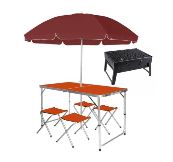 Розкладний стіл - валіза з 4 стільцями Folding Table для пікніка, риболовлі, дачі, 120х60 см Стіл-чемодан