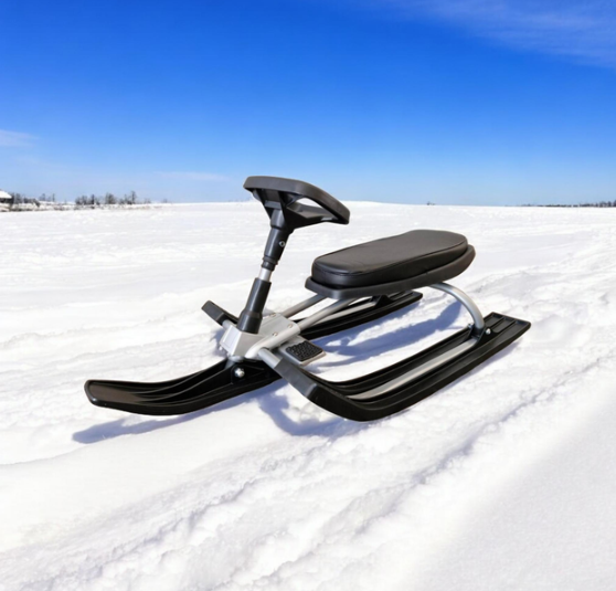 Дитячі санки - снігокат Snow Racer з кермом, переднім амортизатором та ножним гальмом · Сани керовані до 80 кг