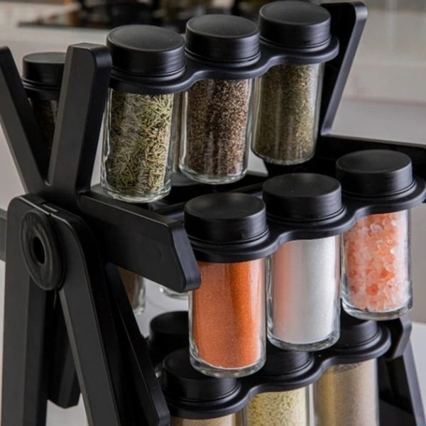 Карусель для спецій 360° Spice Rack на 18 баночок · Кухонний органайзер – спецівниця на підставці, що обертається.