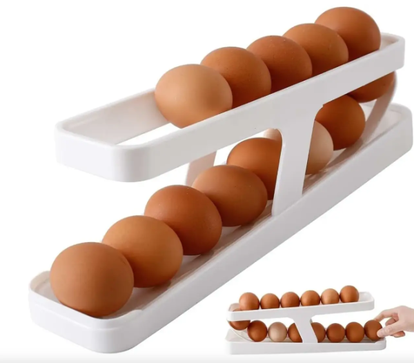 Контейнер для яєць Egg Pan · Дворівневий органайзер – підставка для зберігання яєць у холодильнику