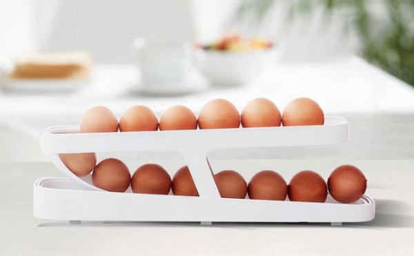 Контейнер для яєць Egg Pan · Дворівневий органайзер – підставка для зберігання яєць у холодильнику