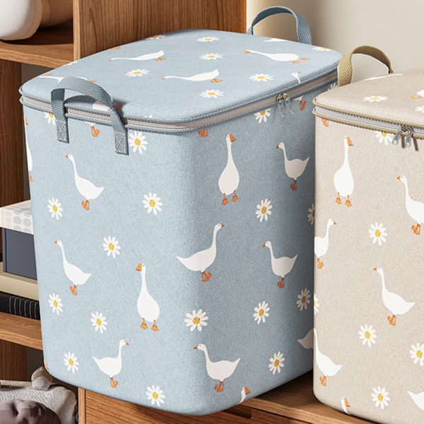 Кошик для зберігання речей Goose Basket, 100 л · Органайзер з кришкою Гуси для білизни, одягу, іграшок, 40х50х50 см