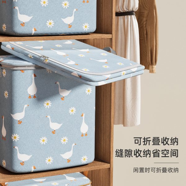 Кошик для зберігання речей Goose Basket, 100 л · Органайзер з кришкою Гуси для білизни, одягу, іграшок, 40х50х50 см