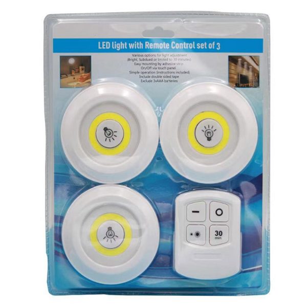 Набір світлодіодних світильників LED Control set BL-1012 на батарейках з пультом дистанційного керування, 3 лампи в комплекті