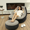 Надувний диван – ліжко AIR SOFA Надувне велюрове садове крісло з пуфом для відпочинку