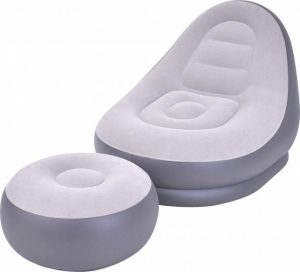 Надувний диван – ліжко AIR SOFA Надувне велюрове садове крісло з пуфом для відпочинку