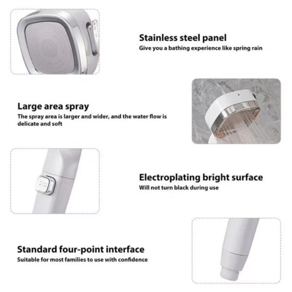 Насадка для душу Quadro Shower Head з 4 режимами та фільтром · Водозберігаюча душова лійка високого тиску