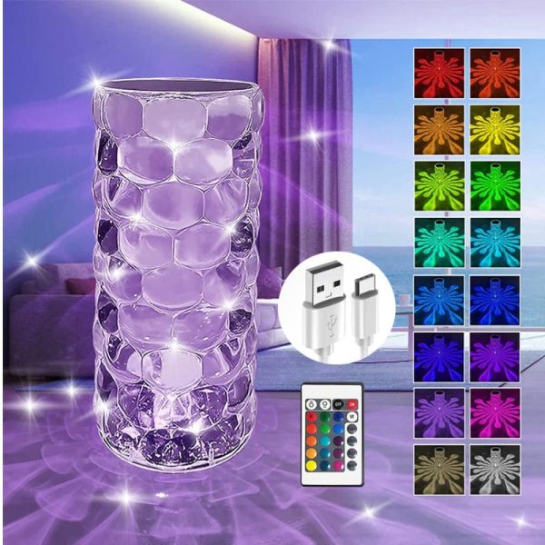 Настільна лампа - нічник Алмаз Crystal Lamp Diamond RGB · Кришталевий атмосферний світильник на акумуляторі, 16 кольорів