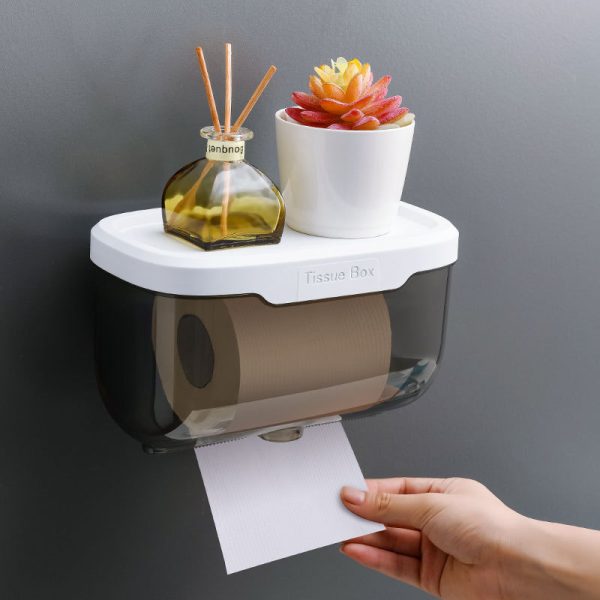 Пластиковий водоніпроникний бокс - тримач туалетного паперу та серветок Tissue Box з поличкою для ванної кімнати