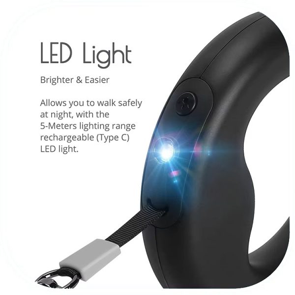 Собачий повідець SKEPPY з кільцем з LED підсвічуванням · Автоматичний висувний повідець – рулетка для вихованця 3 метра