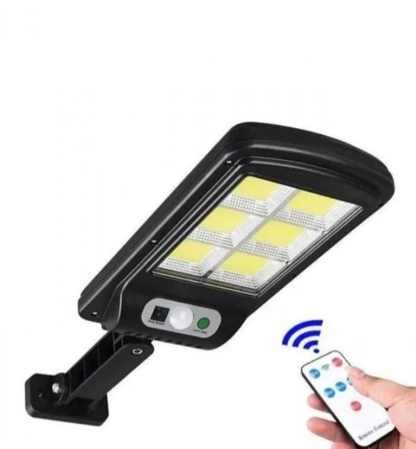 Вуличний ліхтар із сонячною панеллю LED Solar Street Light BL BK 120-6COB ∙ Акумуляторний світильник з датчиком руху та пультом 2200mA на сонячній батареї