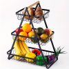 Настільний триярусний кошик - фруктівниця з дерев'яною ручкою Triple Fruit Basket · Розбірний металевий кошик для фруктів