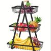 Настільний триярусний кошик - фруктівниця з дерев'яною ручкою Triple Fruit Basket · Розбірний металевий кошик для фруктів