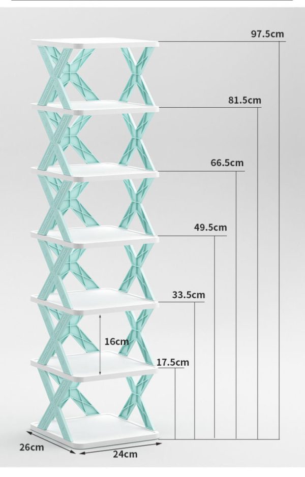 Вертикальна складна полиця - органайзер для взуття X-Shaped на 4 яруси · Підлогова стійка - трансформер з полицями